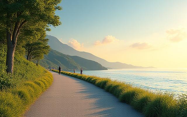 부산 해안을 걷는 사람들